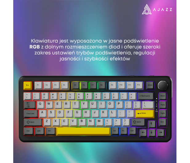 Ajazz AK820 MAX Magnetic switches Black Gray Yellow RGB - 1536367 - zdjęcie 11
